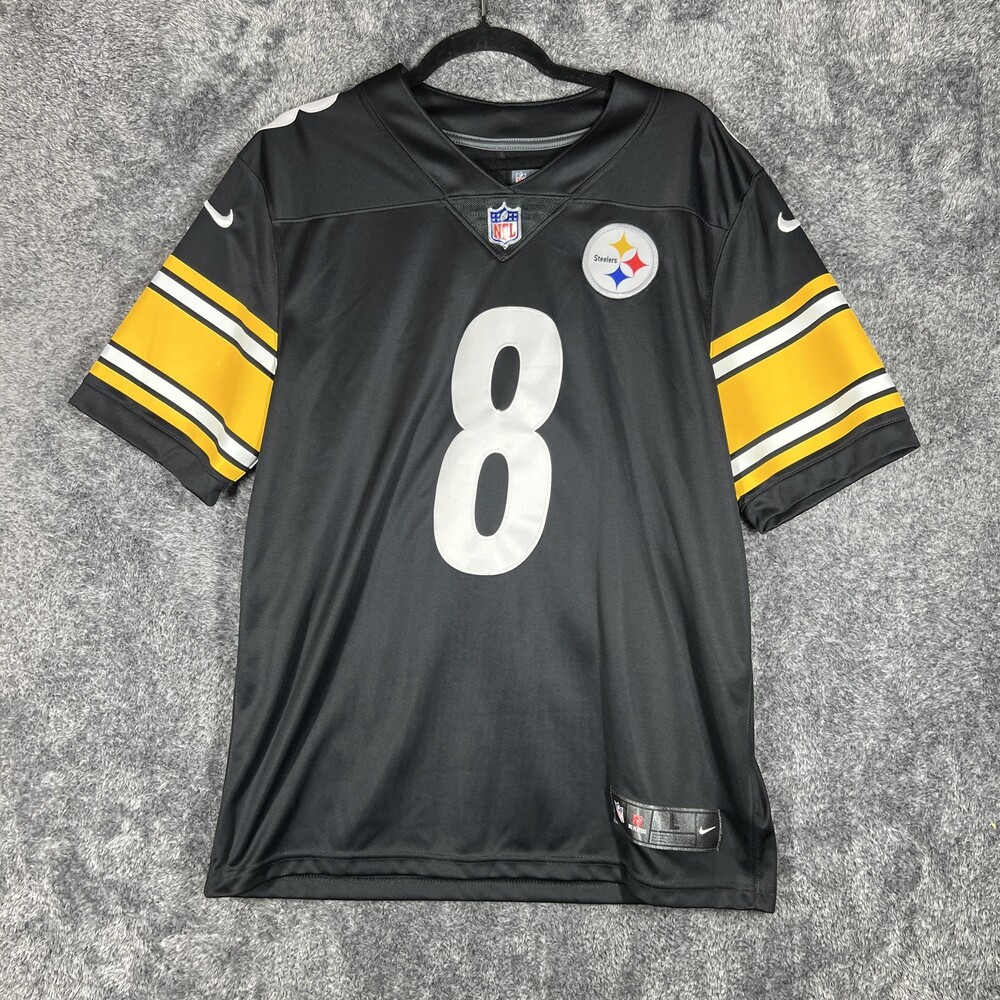 Pittsburgh Steelers Jersey Mens L Black NFL Football Pickett 8 Nike On Field